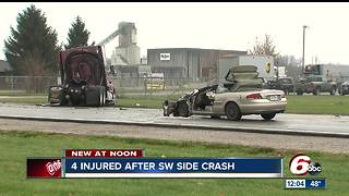 4 people, including 2 children, hurt in head-on crash on Indy's southwest side