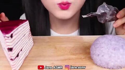 ASMR EDIBLE LIPSTICK, GRAPE JELLY, CREPE CAKE, 이프 케이크 먹방 EATING SOUNDS subscribe for More balloon