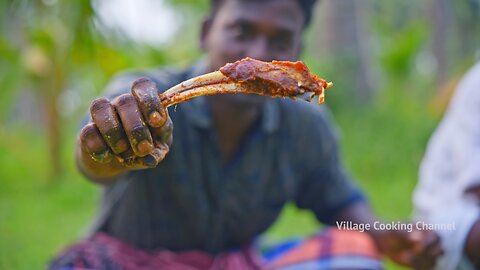 MUTTON CHOPS FRY | Mutton Bone Fry Cooking and Eating | Mutton Chops Recipe Cooking in Village