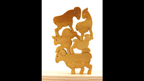 Wood Stacking Goats/Sheep Puzzle For Advanced Toddlers To Adults
