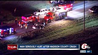 Man hospitalized after crash in Madison County