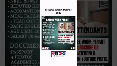 Greece work permit visa 2023 | greece work visa 2023 | #shorts #YOUTUBESHORTS #a2zservicez