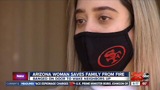 Woman saves family from fire