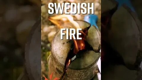 Camping Hack: Use A Knife To Make Your Fire Last Longer #SwedishFireTorch #shorts