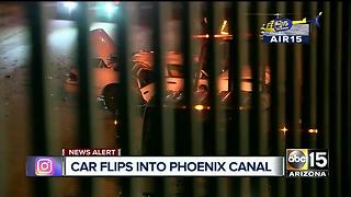 Man flips car into dry canal in Phoenix