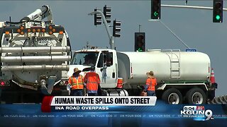 Roadways sanitized after human waste spilled Ina overpass