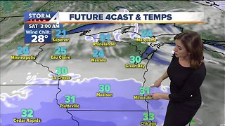 Morning snow, partly cloudy Saturday