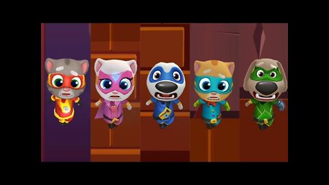 Talking Tom Hero Dash - Funny Moment 5 Heroes Failed In Sliding Walls Gameplay