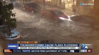 Thunderstorms cause flash flooding in Maryland