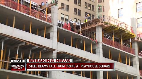 Steel beam falls from crane at Playhouse Square