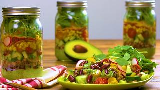 Mason Jar Taco Salad with Avocado-Cilantro Dressing