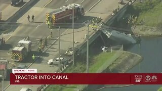 Fatal semi-truck crash into canal closing lanes on Florida's Turnpike in west Boynton Beach