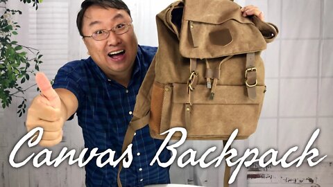 Rugged Vintage Style Canvas Rucksack Backpack for School by Smart ZZ Review