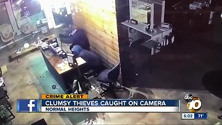 VIDEO: Clumsy thieves caught on camera breaking into Normal Heights salon