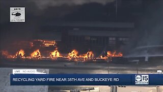 Massive recycling yard fire near 35th Avenue and Buckeye Road causing power outages