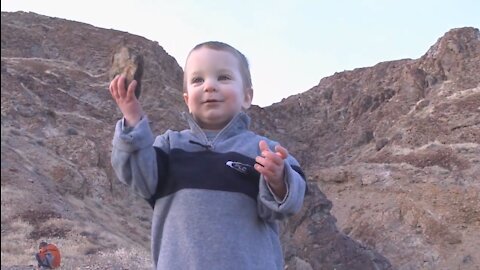 Kale Teaches Declan How to Throw Rocks