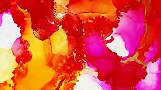 Insanity - Pink, Orange, Gold Alcohol Ink Abstract Painting