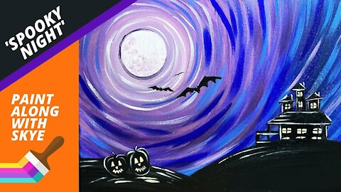 Spooky Night easy Halloween acrylic painting tutorial for beginners