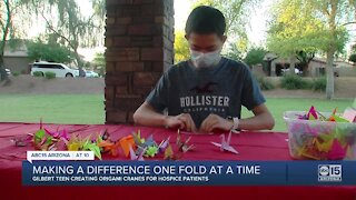 Gilbert teen creating origami cranes for hospice patients