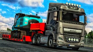 21 TONS EXCAVATOR transported with DAF XF SPACECAB 530 HP | Euro Truck Simulator 2