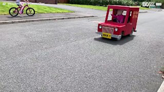 Dad converts mobility scooter into postman van