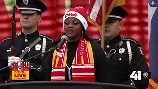 National Anthem performed at Chiefs' Super Bowl rally