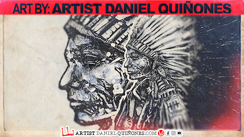 Native American Indian | Time-Lapse art VOL. 9 | 1 line drawing | - by Artist Daniel Quinones
