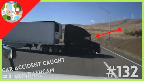 Truck Crash And Intersection Sends Truck Trailer Flying - Dashcam Clip Of The Day #132
