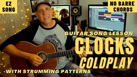 Clocks by Coldplay EZ Guitar Song Lesson with TABS - NO BARRE CHORDS