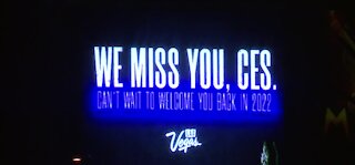 Las Vegas marquees show messages for CES