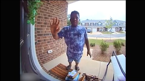 Kid Gets Caught Trying to Steal Package