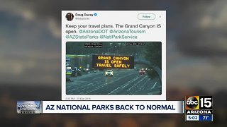 Arizona National Parks back to normal