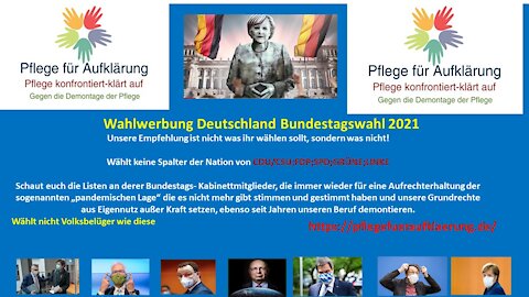 Bundestagswahl 2021. Pflege für Aufklärung, Wahlwerbung Teil 1