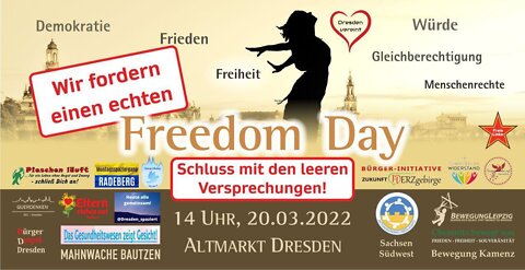 DRESDEN, FREEDOM DAY, 20 03 2022 - Der Aufzug (Spaziergang) durсh Dresden