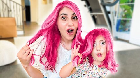 ANASALA FAMILY My husband surprised us with our pink hair and cut it ♀‍♀️ (permanent dye 😱 😱)