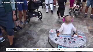 Toddler born with spina bifida builds leg muscle walking all over Disney World