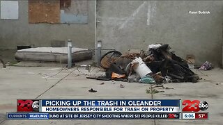 picking up the trash in Oleander