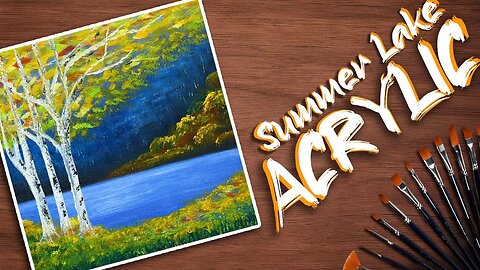 Summer Lake Acrylic Painting Tutorial for beginners