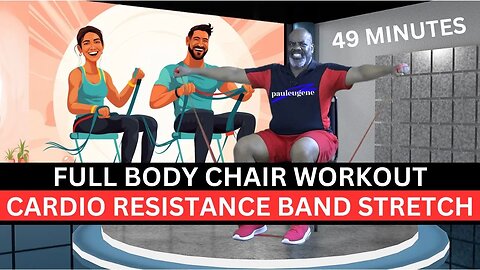 Full Body Chair Workout | Cardio, Resistance Band, and Stretching | 49 Min Seated Chair Fitness