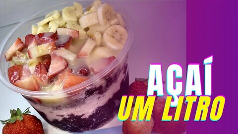 COMO MONTAR POTE DE AÇAÍ 1 LITRO COM MORANGO, BANANA, LEITE EM PÓ E CONDENSADO- DELIVERY DE AÇAÍ