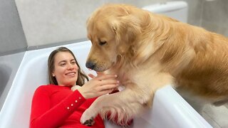 Hiding From My Dog in the Bathtub! He PUNCHED Me!