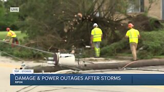 Crews cleaning up power lines in Ripon