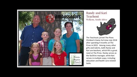 Randy and Kari Teachout, Missionaries in South Africa