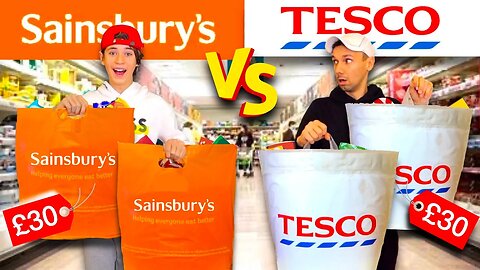 Who can BUY the best CHRISTMAS food shop for £30? TESCO vs SAINSBURY's Grocery haul