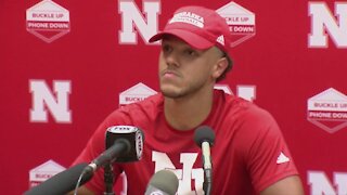 Nebraska quarterback Adrian Martinez speaks after loss at Oklahoma