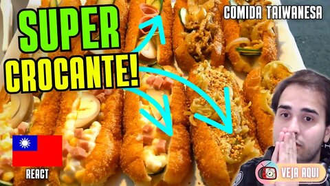 SUPER CROCANTE! SANDUÍCHE de PÃO FRITO! Reagindo a COMIDAS DE RUA DE TAIWAN | Veja Aqui Reacts