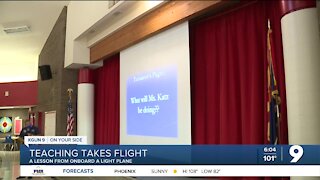 Teacher to teach lesson flying over her school