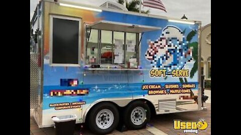 2019 - 8.5' x 14' Ice Cream + Slushie Concession Trailer | Used Soft Serve Trailer