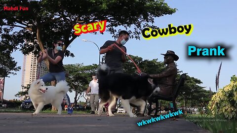#cowboy_prank. Scary cowboy prank.funiest reactions ever. ststue scare prank. patung lucu.