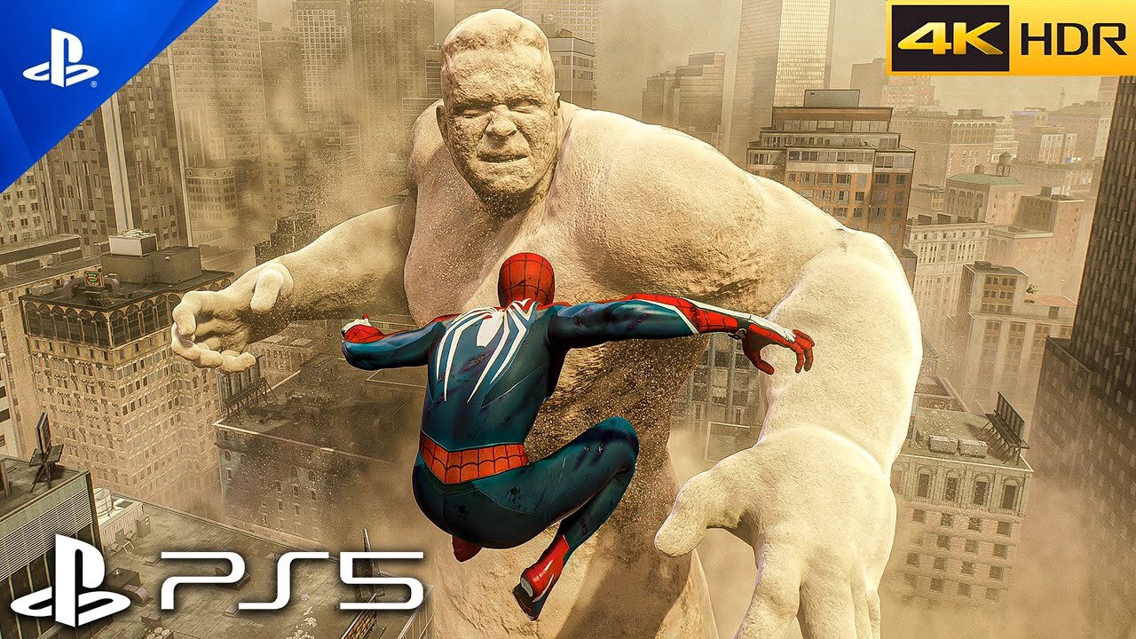 (PS5) Spider-Man 2 Sandman Full Boss Fight _ ULTRA Realistic Graphics ...